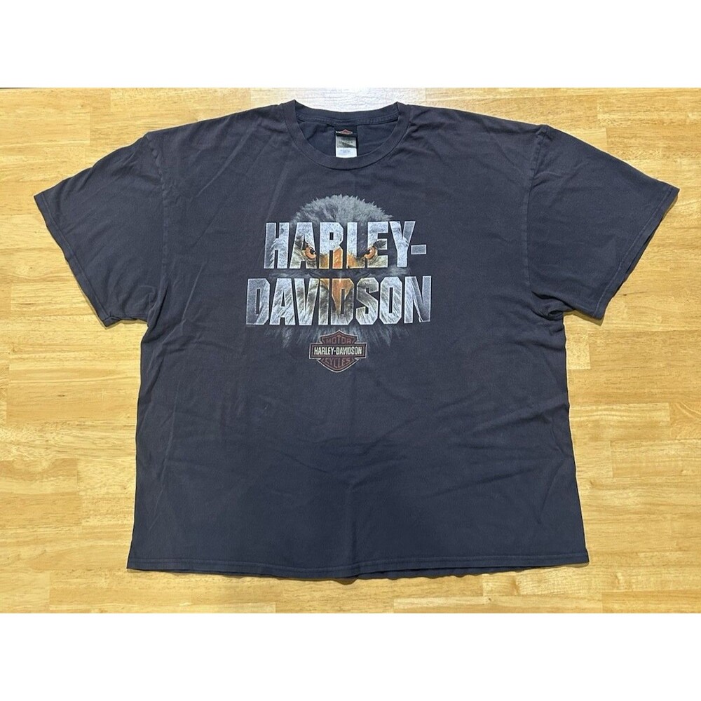 Harley Davidson Men's T Shirt Gray Eagle Distressed Logo Graphic Size 3X H-1